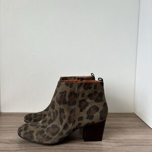Penelope Chilvers Boots Havana Khaki Leopard Suede Zipped Ankle Boots 41 / 11 US